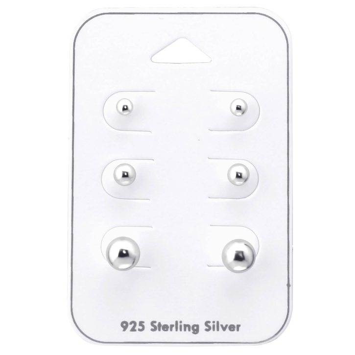 Ohrstecker Set 925 Sterling Silber mit Kugeln 3-4-6 mm