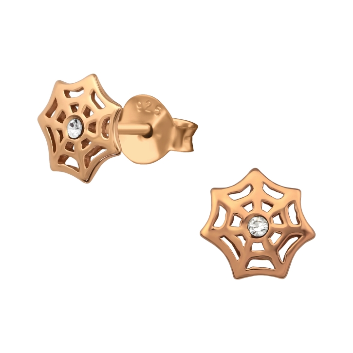 925 Sterling Silber Ohrstecker rosévergoldet mit Spinnennetz