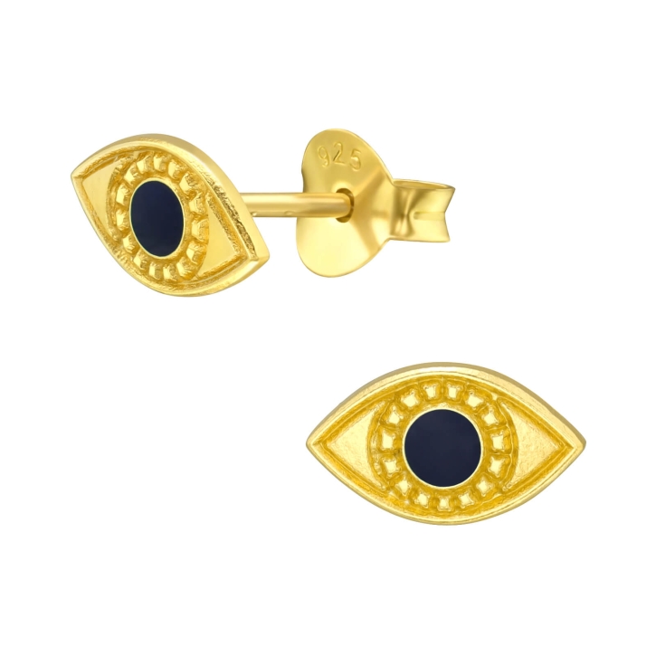 925 Sterling Silber Ohrstecker vergoldet Evil Eye Türkisches Auge