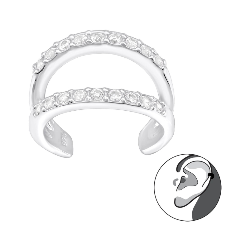 925 Sterling Silber Ear Cuff Ohrklemme mit Zirkonia-Steinen