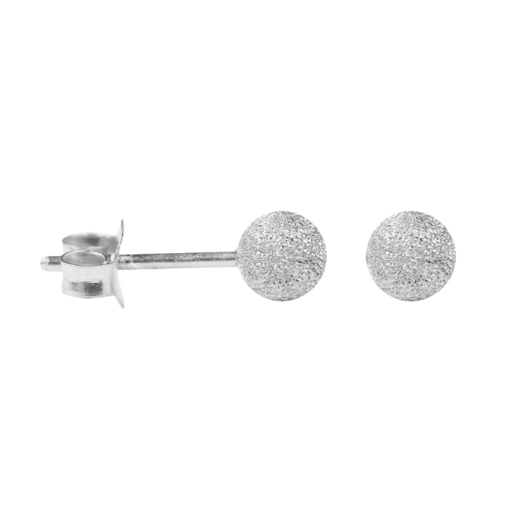 Silber Ohrstecker mit Kugel diamantgehämmert 4 mm