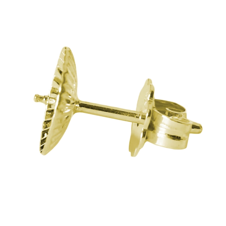 Ohrstecker Rohling 750 Gelbgold 18kt mit Schale 4-8mm für Perlen