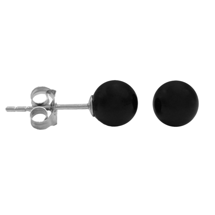 Silber Ohrstecker mit rundem Onyx