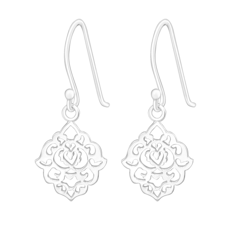 Ohrringe 925 Sterling Silber Ohrhaken mit Blumenmuster