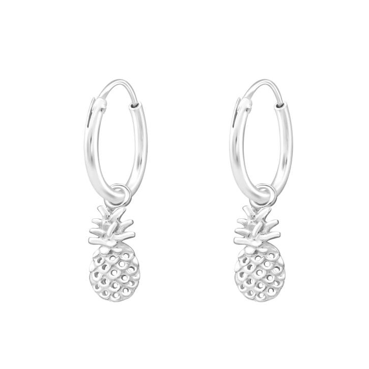 Creolen Ohrringe 925 Sterling Silber mit Ananas