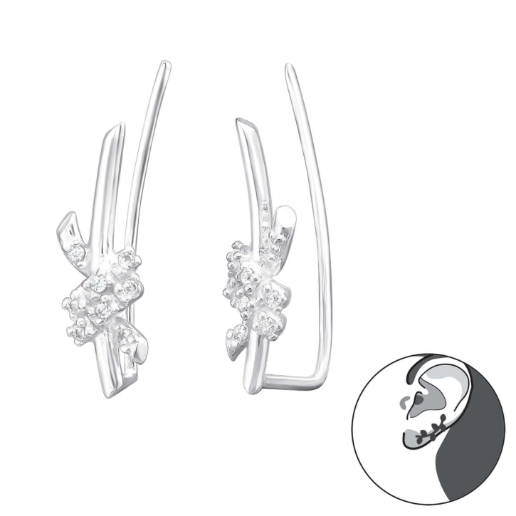 Ear Climber 925 Sterling Silber Knoten mit Zirkonia Ohrstecker Ohrklemme