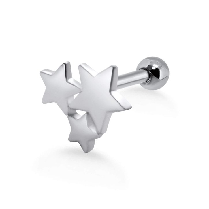 Helix Ohrpiercing 925 Sterling Silber mit Sternen Verschlusskugel 3mm
