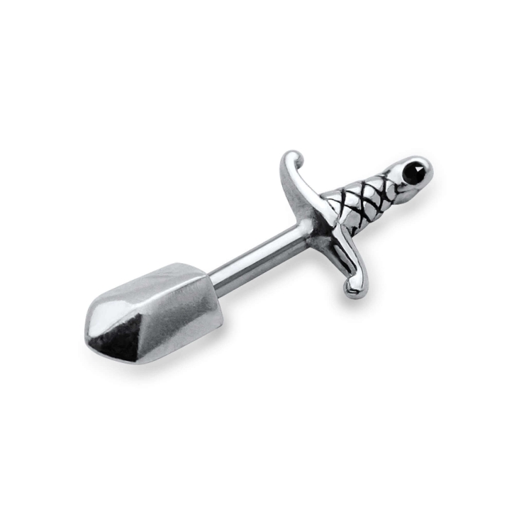 Ohrring Helix Ohrpiercing 925 Sterling Silber Schwert mit Strassstein in schwarz
