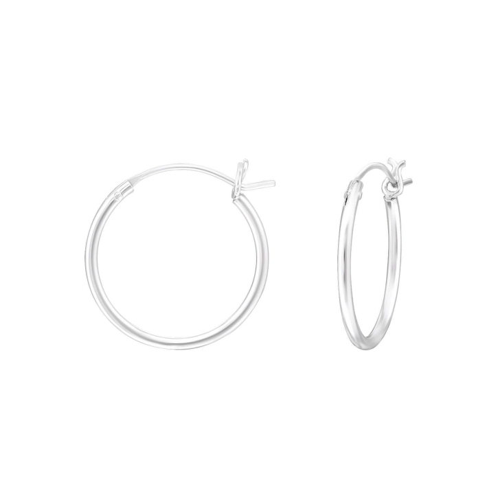 925 Sterling Silber Creolen Ohrringe Stärke 1,2mm mit französischem Verschluss 16mm
