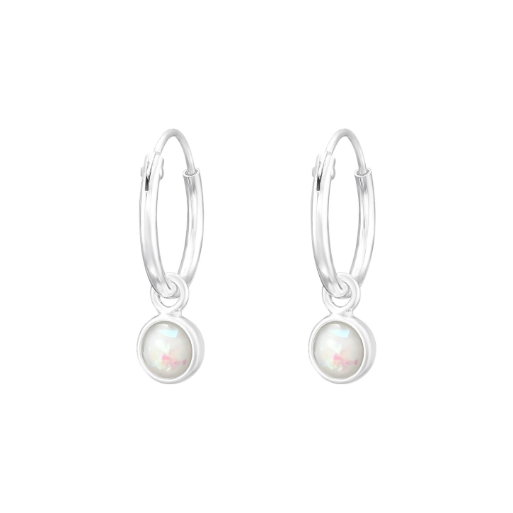 925 Sterling Silber Creolen Ohrringe mit synthetischem Opal