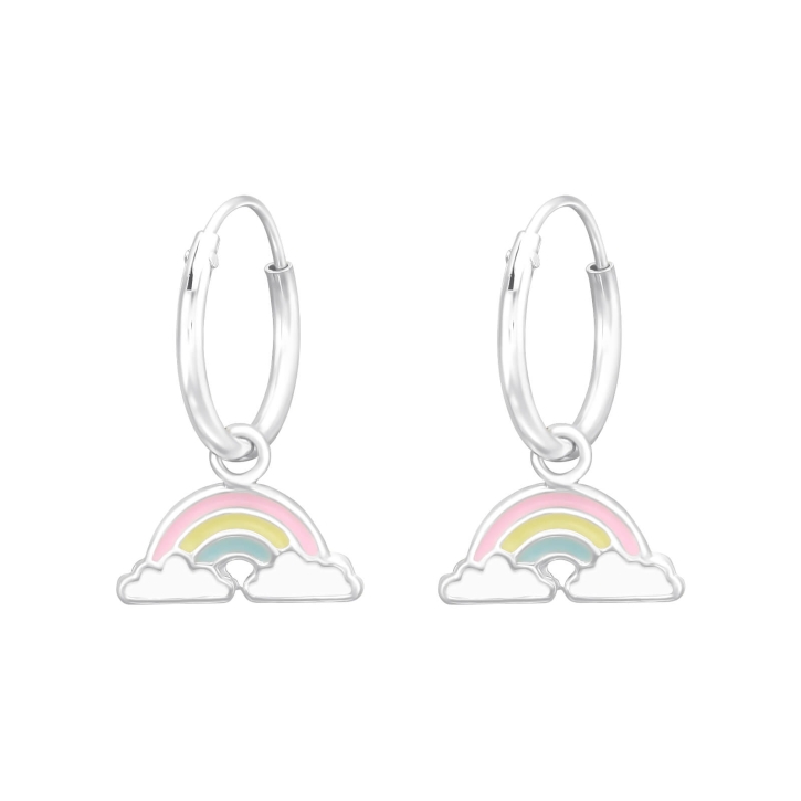 Creolen Ohrringe 925 Sterling Silber mit Regenbogen