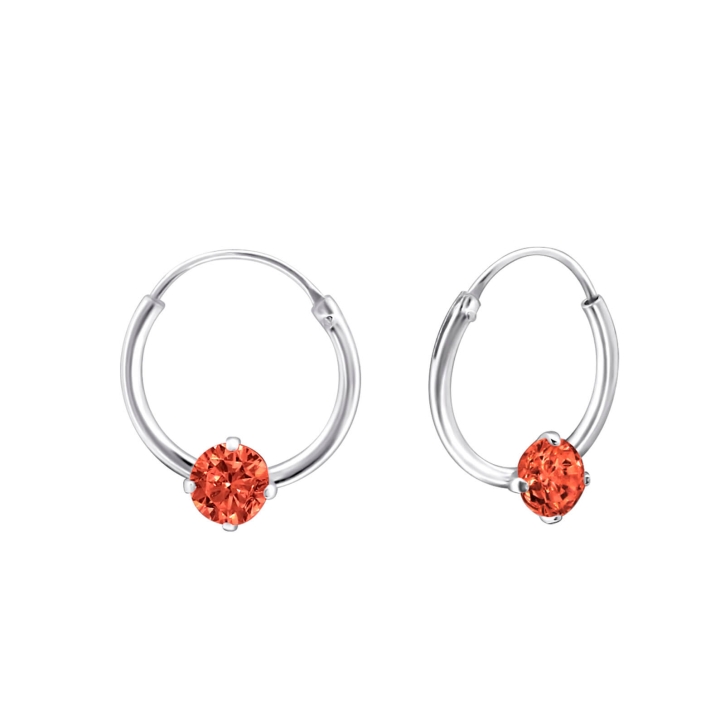 925 Sterling Silber Creolen Ohrringe mit Zirkonia in orange