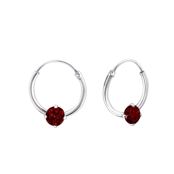 925 Sterling Silber Creolen Ohrringe mit Zirkonia in rot
