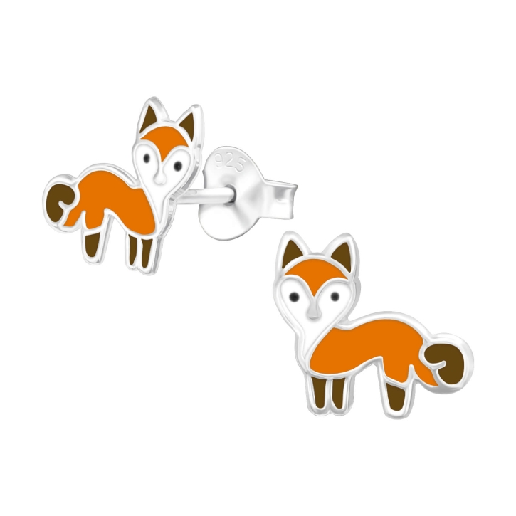 Ohrringe Ohrstecker 925 Sterling Silber mit Fuchs in orange