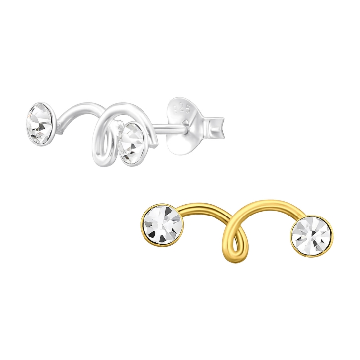 Ear Climber Ohrringe Ohrstecker 925 Sterling Silber vergoldet mit Kristallen