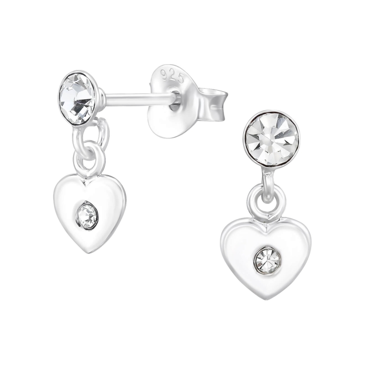 Ohrringe Ohrstecker 925 Sterling Silber Ohrhänger Herz mit Kristallen