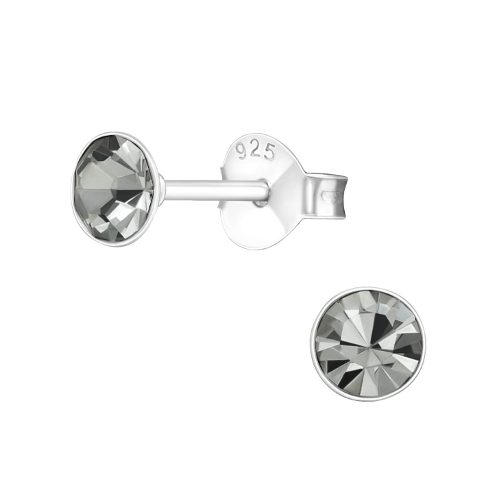 Ohrringe 925 Sterling Silber Ohrstecker mit Kristall 4mm in grau