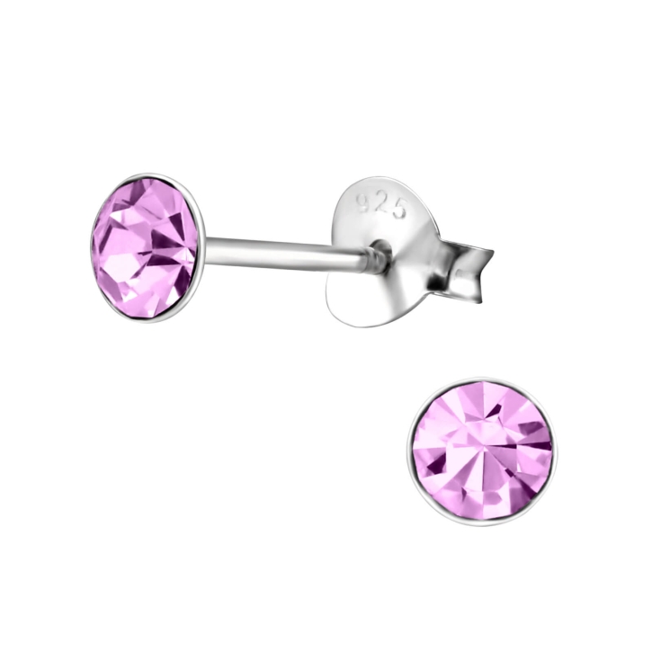 Ohrringe 925 Sterling Silber Ohrstecker mit Kristall 4mm in helllila