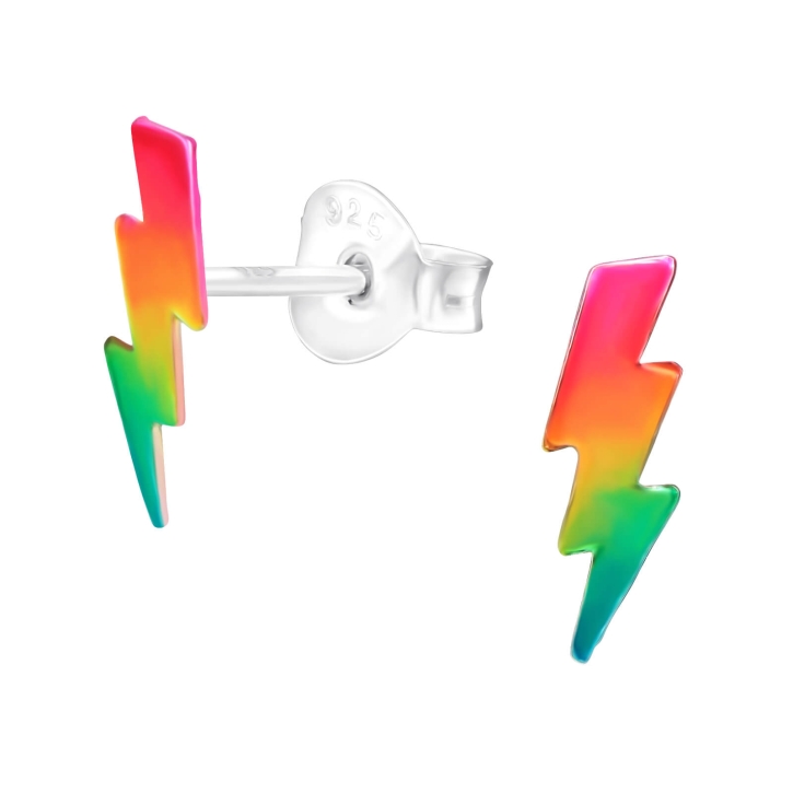 Ohrringe 925er Sterling Silber Ohrstecker mit Regenbogen Blitz