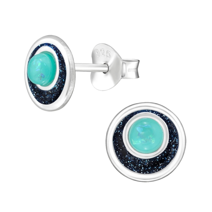 925 Sterling Silber Ohrstecker mit synthetischem Opal