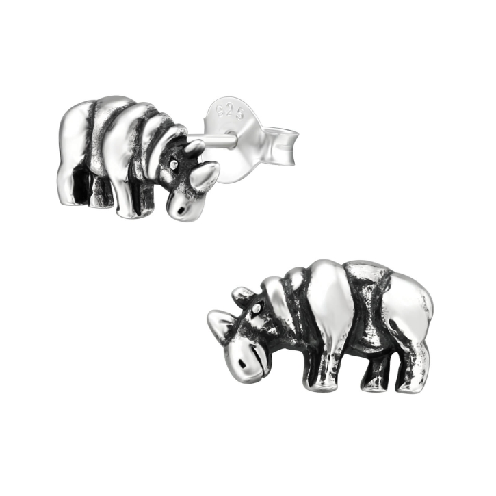 Ohrringe Ohrstecker 925 Sterling Silber mit Nashorn