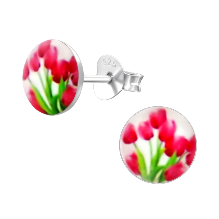 Ohrringe Ohrstecker 925 Sterling Silber mit Tulpen