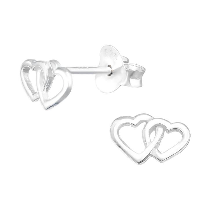 Ohrringe Ohrstecker 925 Sterling Silber mit Doppelherz