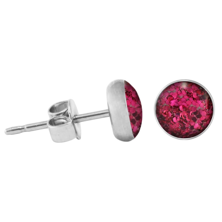 925 Sterling Silber Ohrstecker Glitterline in fuchsia 4 mm