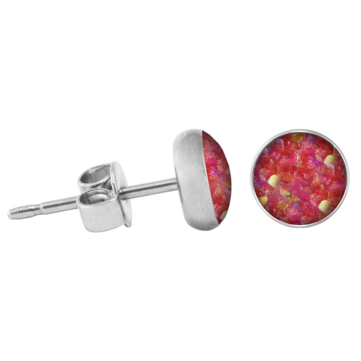 925 Sterling Silber Ohrstecker Glitterline in pink-aurora borealis 4 mm