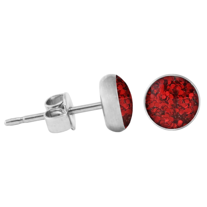 925 Sterling Silber Ohrstecker Glitterline in rot 4 mm