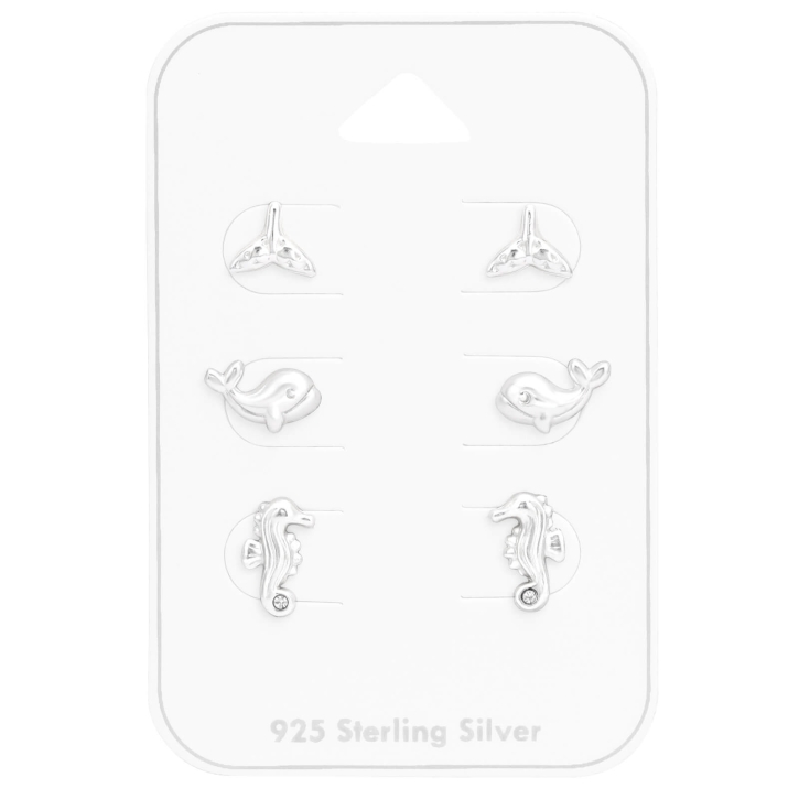 Ohrstecker Set 925 Sterling Silber mit Meerestieren