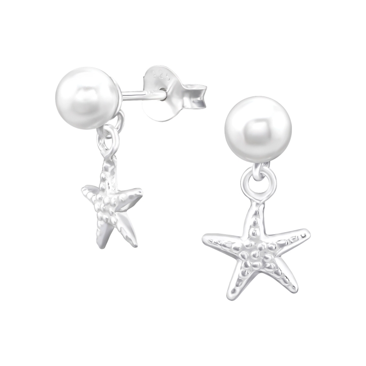 Ohrstecker 925 Sterling Silber Perle mit Seestern