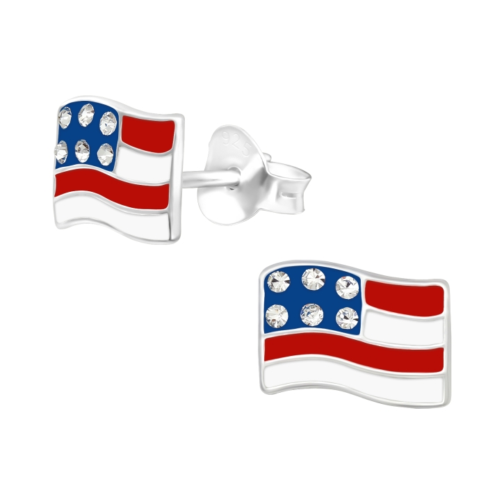 Ohrstecker 925 Sterling Silber USA Flagge Vereinigte Staaten von Amerika