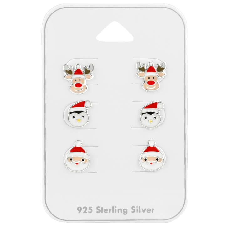 Ohrstecker Set 925 Sterling Silber mit weihnachtlichen Tieren