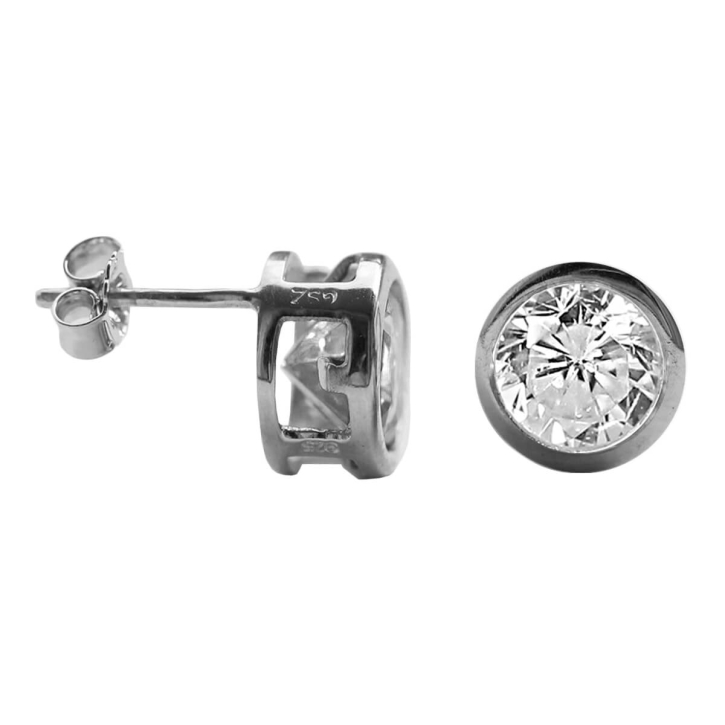 Ohrstecker 925 Sterling Silber mit gefassten Zirkonia 6mm in transparent