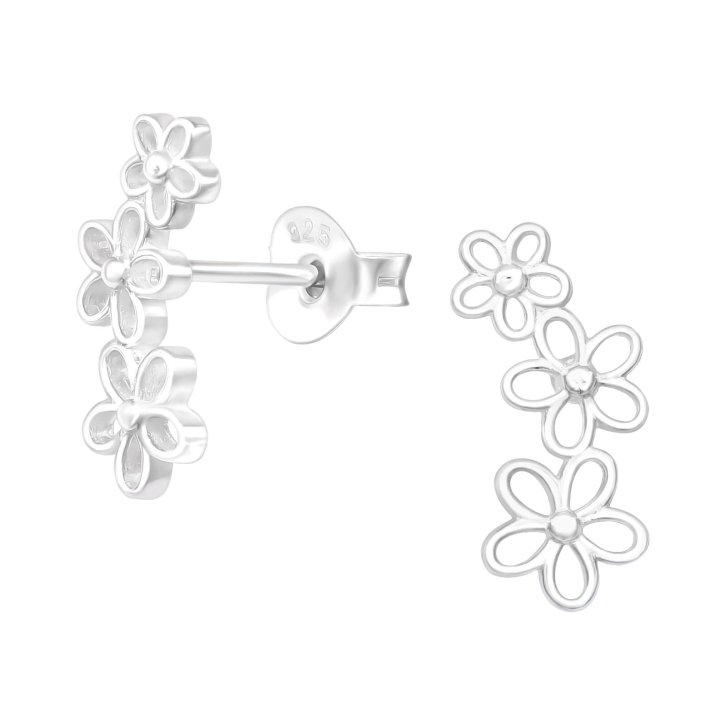 925 Sterling Silber Ohrstecker Dreifache Blume