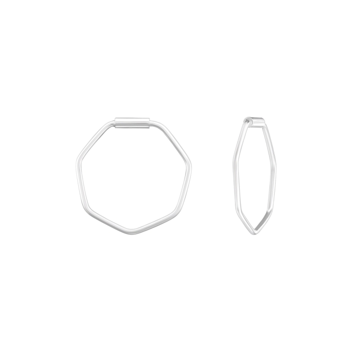 Creolen Ohrringe 925 Sterling Silber Hexagon 14mm