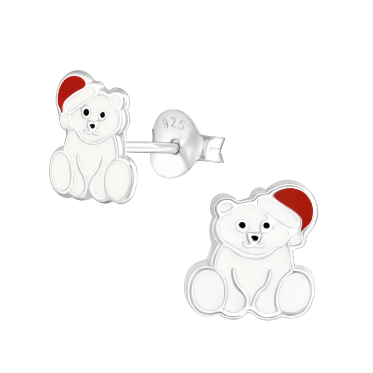 Ohrstecker 925 Sterling Silber mit weihnachtlichem Eisbär