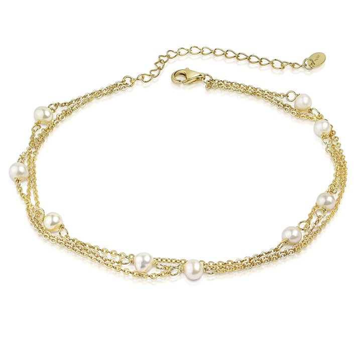 MARTIN1985 Damen Armband 3-reihig 925 Sterling Silber vergoldet Süßwasserzuchtperlen mit Geschenkverpackung