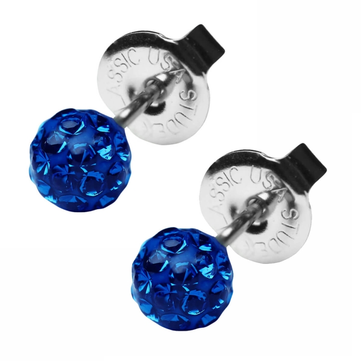 Studex Sensitive Chirurgenstahl Ohrstecker Feuerball Kristall blau 4,5 mm
