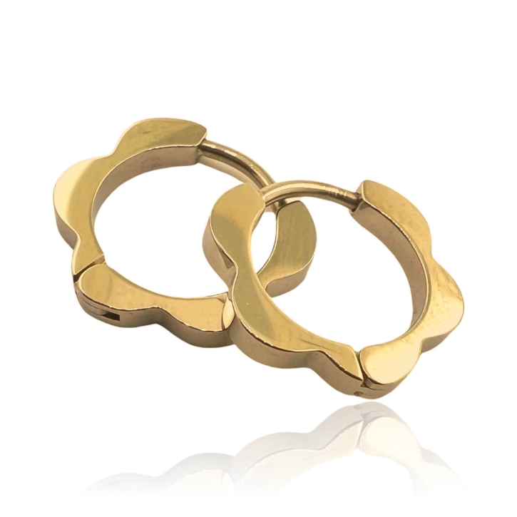 Titan Creolen Ohrringe Blumenform gelbgoldfarben