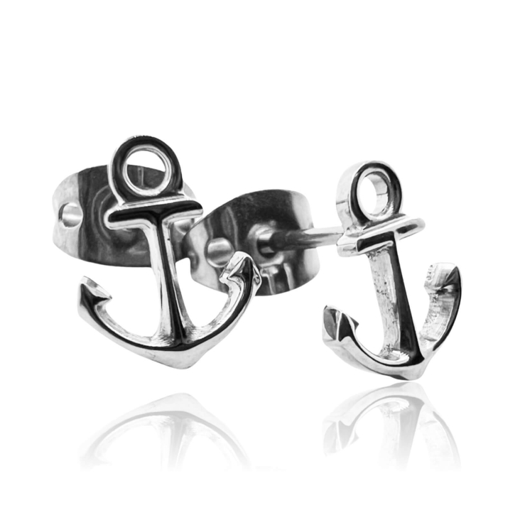 Titan Ohrringe Ohrstecker mit Anker silber