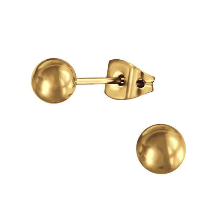 Ohrringe Ohrstecker Titan mit goldfarbener Kugel 3-5mm