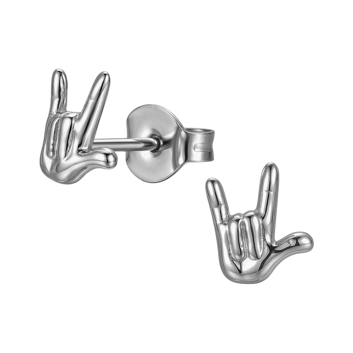 Titan Ohrringe Ohrstecker mit Gebärden-Handzeichen "I Love You"