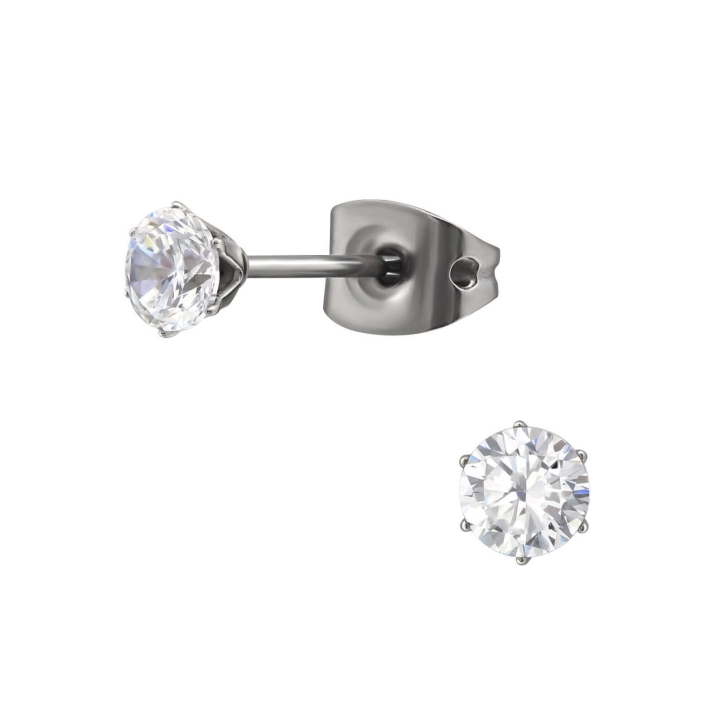 Titan Ohrstecker mit Zirkonia 4mm
