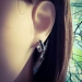 Edelstahl Scharniercreolen Ohrringe 13mm mit schwarzem Streifen