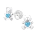 Kinder Ohrringe Ohrstecker 925 Sterling Silber Teddybär mit Kristallen in verschiedenen Farben