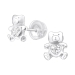 Kinder Ohrringe Ohrstecker 925 Sterling Silber Teddybär mit Kristallen in verschiedenen Farben