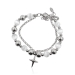 MARTIN1985 Modisches Kreuzanhänger Armband Damen mit Edelstahl- und weißen Katzenaugenperlen Geschenkverpackung