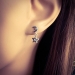 Ohrringe Ohrstecker 925 Sterling Silber Ohrhänger Mond und Stern mit Kristallen